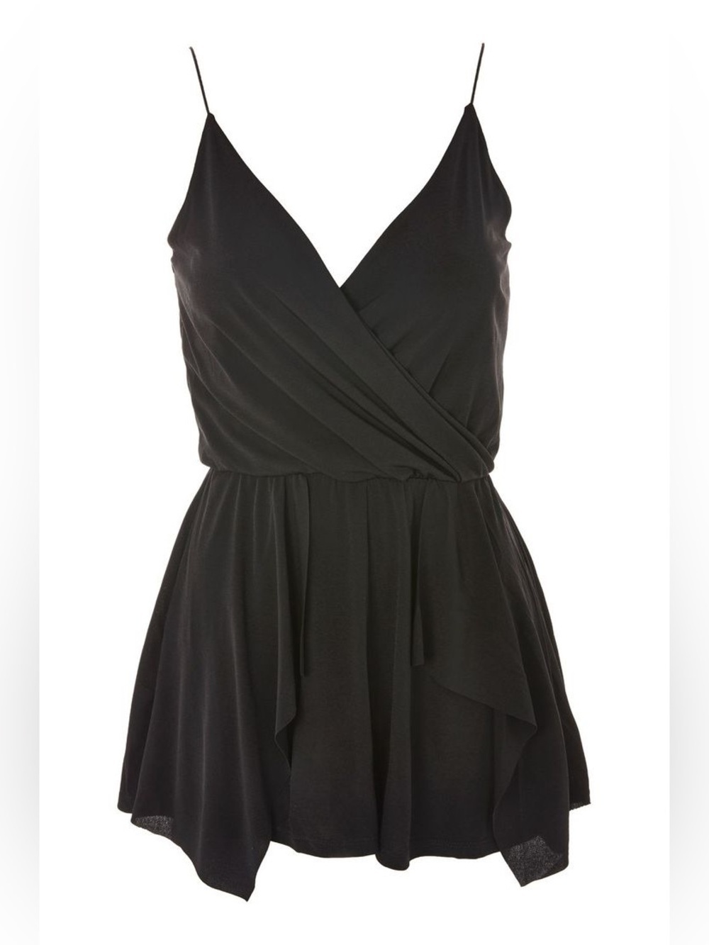 Topshop Black Spaghetti Strap Wrap Romper